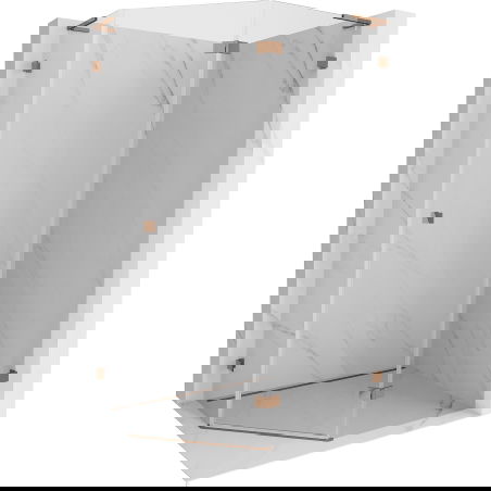 Mexen Lunar L, päťhranný sprchový kút s pravým pántom 90 x 80 cm, transparentný, ružové zlato - 831L-090P-080L-60-00-P