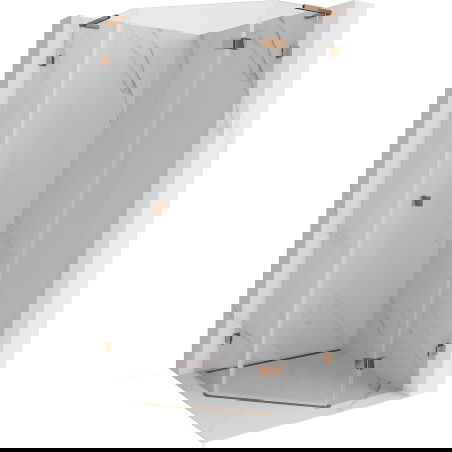 Mexen Lunar L päťuholníková sprchová kabína na pravú stranu 90 x 90 cm, transparentná, ružové zlato - 831L-090P-090L-60-00-P