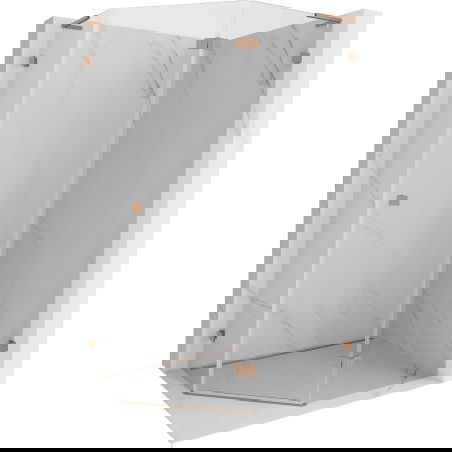 Mexen Lunar L päťuholníková sprchová kabína výklopná pravá 100 x 90 cm, transparentná, brúsená meď - 831L-100P-090L-65-00-P