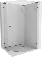 Mexen Lunar L päťuholníková sprchová kabína s otváraním doprava 90x80 cm, transparentná, brúsený šedý - 831L-090P-080L-66-00-P