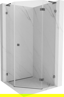 Mexen Lunar L päťuholníková sprchová kabína otvárateľná pravá 90x90 cm, transparentná, brúsená gun gray - 831L-090P-090L-66-00-P