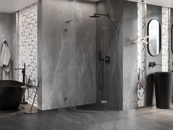 Mexen Lunar L päťuholníková sprchová kabína pravá 100x100 cm transparentná gun gray brúsená - 831L-100P-100L-66-00-P