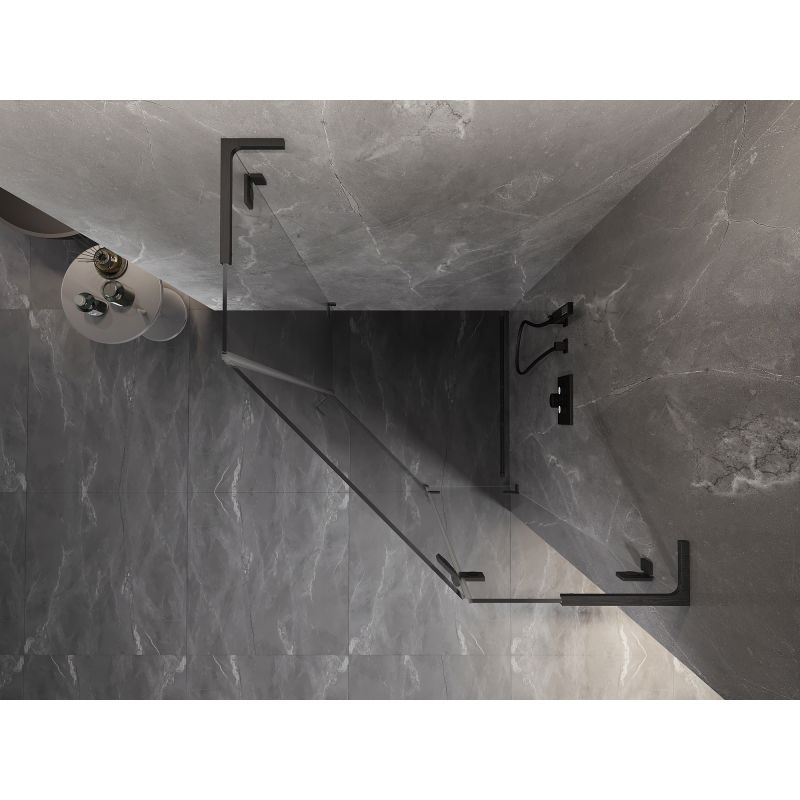 Mexen Lunar L päťuholníková sprchová kabína výklopná pravá 100x100 cm transparentná gun gray brúsená - 831L-100P-100L-66-00-P