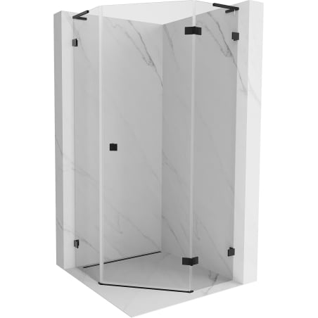 Mexen Lunar L päťuholníková sprchová kabína otočná pravá 80 x 80 cm, transparentná, čierna - 831L-080P-080L-70-00-P