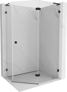 Mexen Lunar L päťuholníková sprchová kabína s pravým otváraním 90 x 80 cm, transparentná, čierna - 831L-090P-080L-70-00-P