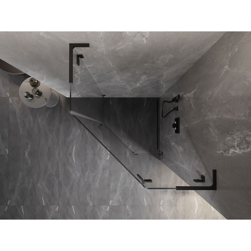 Mexen Lunar L päťuholníková sprchová kabína výklopná pravá 90 x 90 cm, transparentná, čierna - 831L-090P-090L-70-00-P