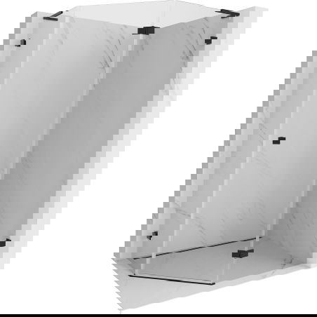 Mexen Lunar L päťuholníková sprchová kabína výklopná pravá 100 x 80 cm, transparentná, čierna - 831L-100P-080L-70-00-P