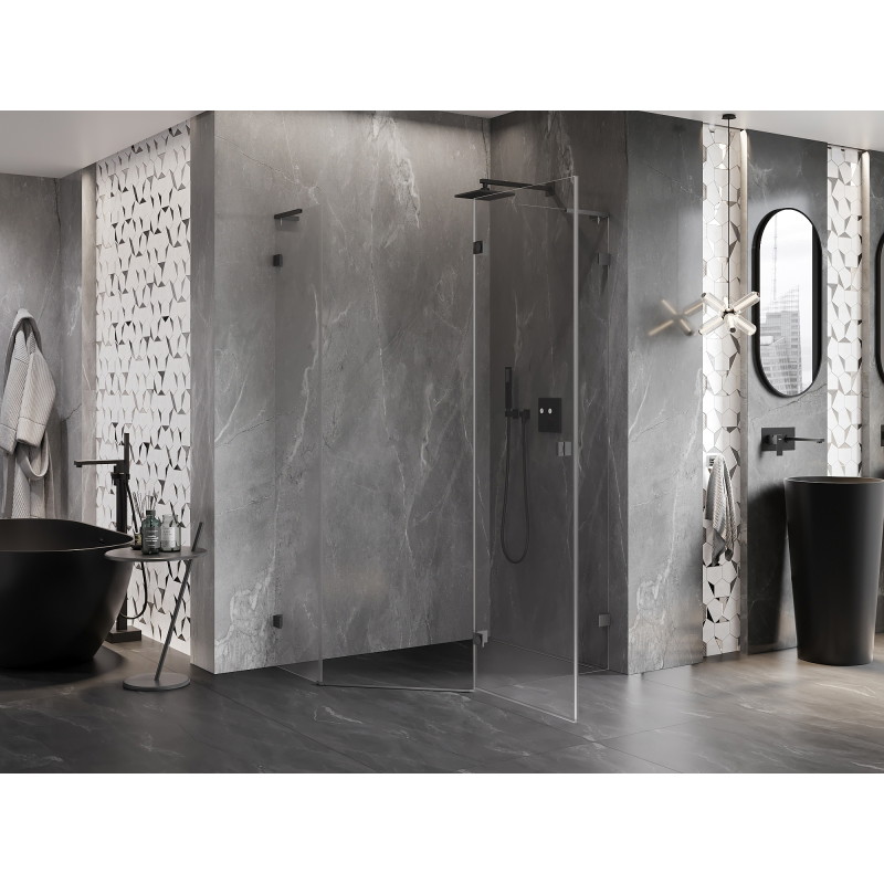 Mexen Lunar L päťuholníková sprchová kabína s dverami na pravej strane 90 x 80 cm, transparentná, gun metal