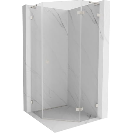 Mexen Lunar L päťuholníková sprchová kabína otváracia pravá 80 x 80 cm, transparentná, brúsený nikel - 831L-080P-080L-97-00-P