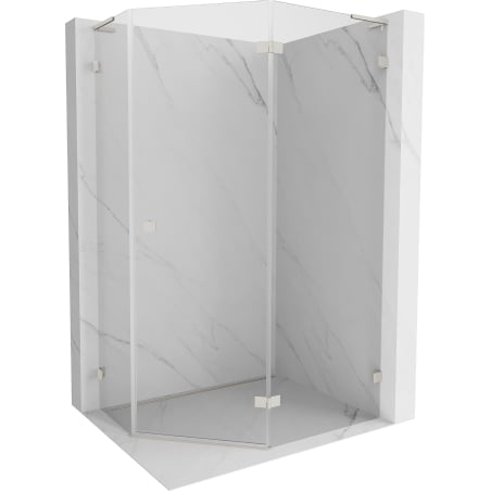 Mexen Lunar L pentagonálna sprchová kabína otváracia pravá 90 x 80 cm, transparentná, kartáčovaný nikel - 831L-090P-080L-97-00-P