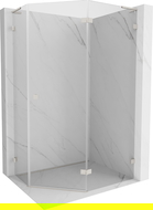 Mexen Lunar L pentagonálna sprchová kabína otváracia pravá 90 x 80 cm, transparentná, kartáčovaný nikel - 831L-090P-080L-97-00-P