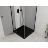 Mexen Roma sprchovací kút otvárací 80 x 80 cm, transparentný, čierny + vanička Flat, čierna - 854-080-080-70-00-4070B