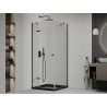 Mexen Roma sprchovací kút otvárací 80 x 80 cm, transparentný, čierny + vanička Flat, čierna - 854-080-080-70-00-4070B