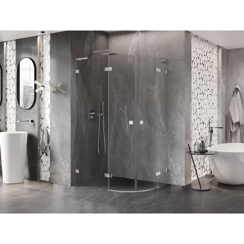 Mexen Lunar L sprchový kút polkruhový otočný ľavý 90 x 70 cm, transparentný, chróm - 833L-090L-070P-01-00