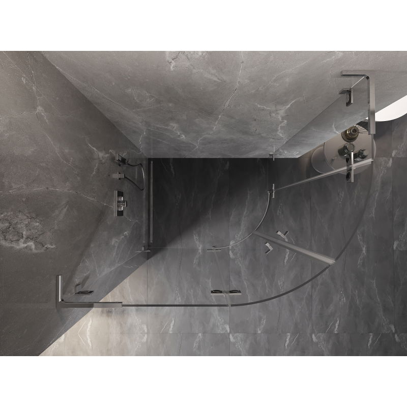 Mexen Lunar L sprchový kút polkruhový otočný ľavý 90 x 70 cm, transparentný, chróm - 833L-090L-070P-01-00