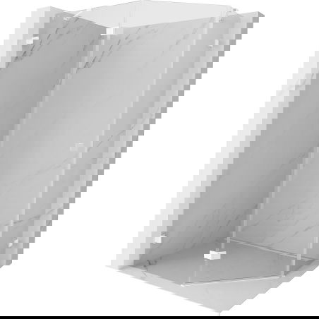 Mexen Lunar päťuholníková sprchová kabína výklopná ľavá 90 x 80 cm, transparentná, biela - 831-090L-080P-20-00-L