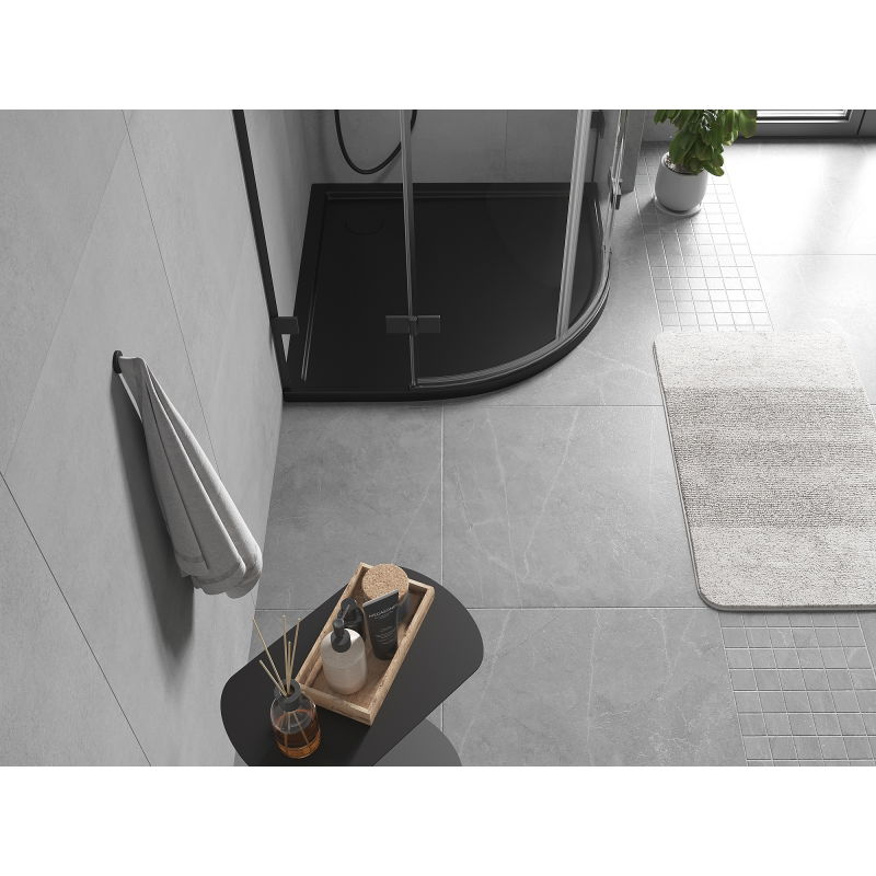 Mexen Flow polkruhový slim sprchová vanička 90 x 90 cm, čierna matná - 46Q709090