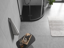 Mexen Flow polkruhový slim sprchová vanička 90 x 90 cm, čierna matná - 46Q709090