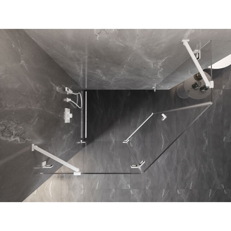 Mexen Lunar päťuholníková sprchová kabína s otváracími dverami ľavá 100 x 90 cm, priehľadná, biela - 831-100L-090P-20-00-L