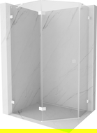 Mexen Lunar päťuholníková sprchová kabína s otváraním doľava 100 x 90 cm, transparentná, biela - 831-100L-090P-20-00-L