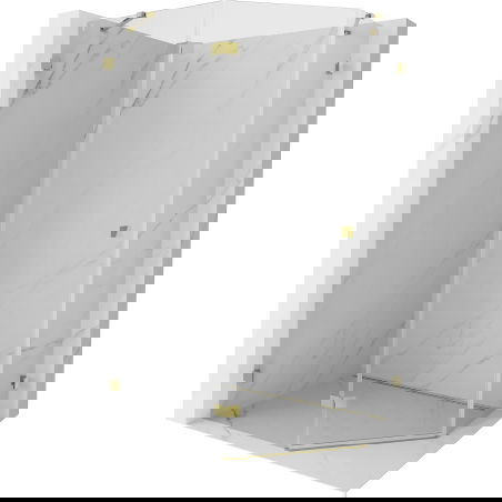 Mexen Lunar päťuholníková sprchová kabína, otváracia ľavá 90 x 80 cm, priehľadná, zlatá - 831-090L-080P-50-00-L