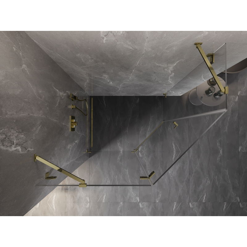 Mexen Lunar päťuholníková sprchová kabína s ľavým otváraním 100 x 80 cm, transparentná, zlatá - 831-100L-080P-50-00-L