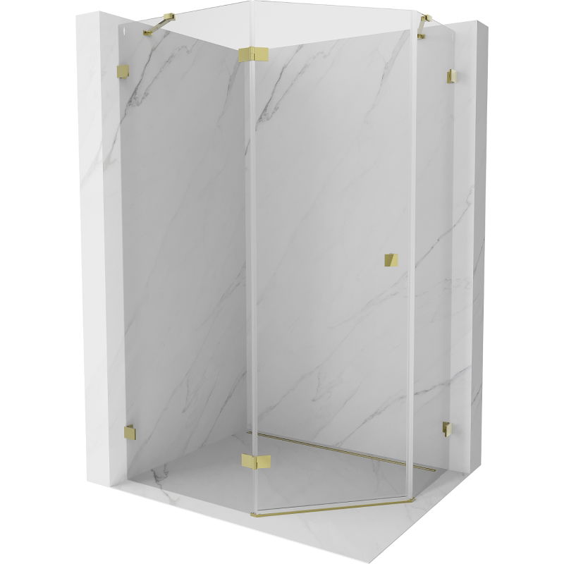 Mexen Lunar päťuholníková sprchová kabína výklopná ľavá 100 x 90 cm, transparentná, zlatá - 831-100L-090P-50-00-L