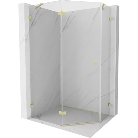 Mexen Lunar päťuholníková sprchová kabína výklopná ľavá 100 x 80 cm, transparentná, zlatá kartáčovaná - 831-100L-080P-55-00-L