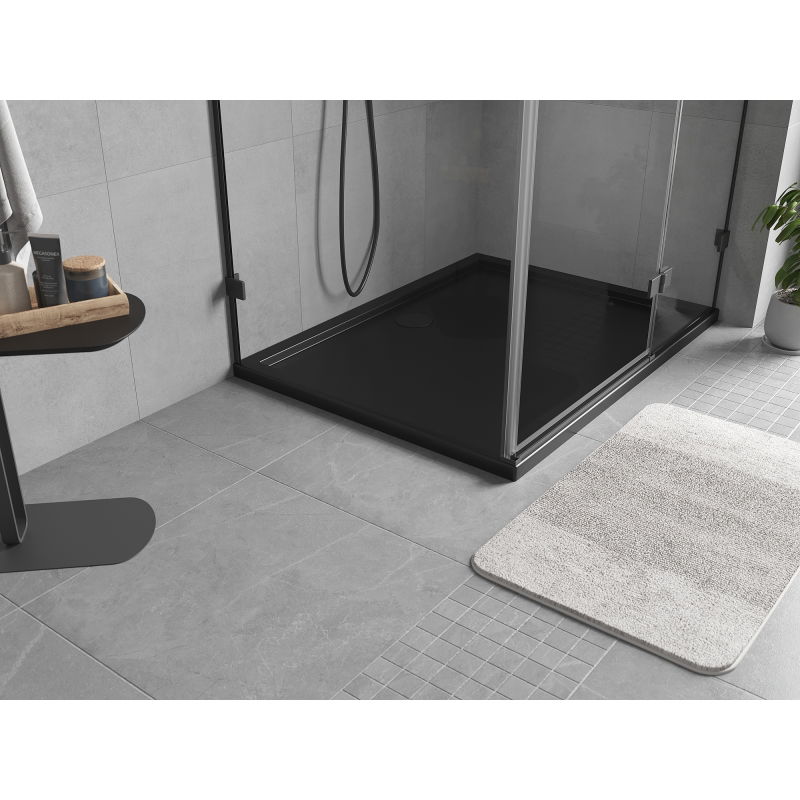 Mexen Flow obdĺžniková sprchová vanička slim 100 x 80 cm, čierny mat - 46R708010