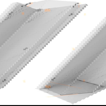 Mexen Lunar päťuholníková sprchová kabína, otvárateľná ľavá 90 x 80 cm, transparentná, brúsená meď - 831-090L-080P-65-00-L