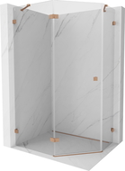 Mexen Lunar päťuholníková sprchová kabína s otočnými dverami ľavá 90 x 80 cm, transparentná, brúsená meď - 831-090L-080P-65-00-L