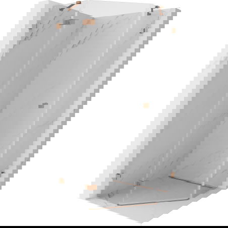 Mexen Lunar päťuholníková sprchová kabína otváracia ľavá 90 x 90 cm, transparentná, kartáčovaná meď - 831-090L-090P-65-00-L