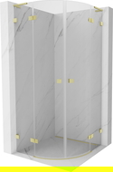 Mexen Lunar L polkruhová sprchová kabína výkyvná 70 x 70 cm, transparentná, zlatá kartáčovaná - 833L-070L-070P-55-00