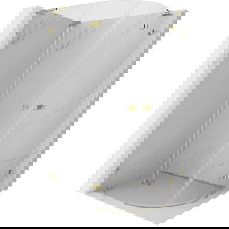 Mexen Lunar L polkruhová sprchová kabína s otváracími dverami ľavá 90 x 80 cm, transparentná, zlatá - 833L-090L-080P-50-00