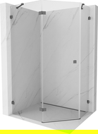 Mexen Lunar päťuholníková sprchová kabína otváravá ľavá 90 x 80 cm, transparentná, kefovaná gun gray - 831-090L-080P-66-00-L