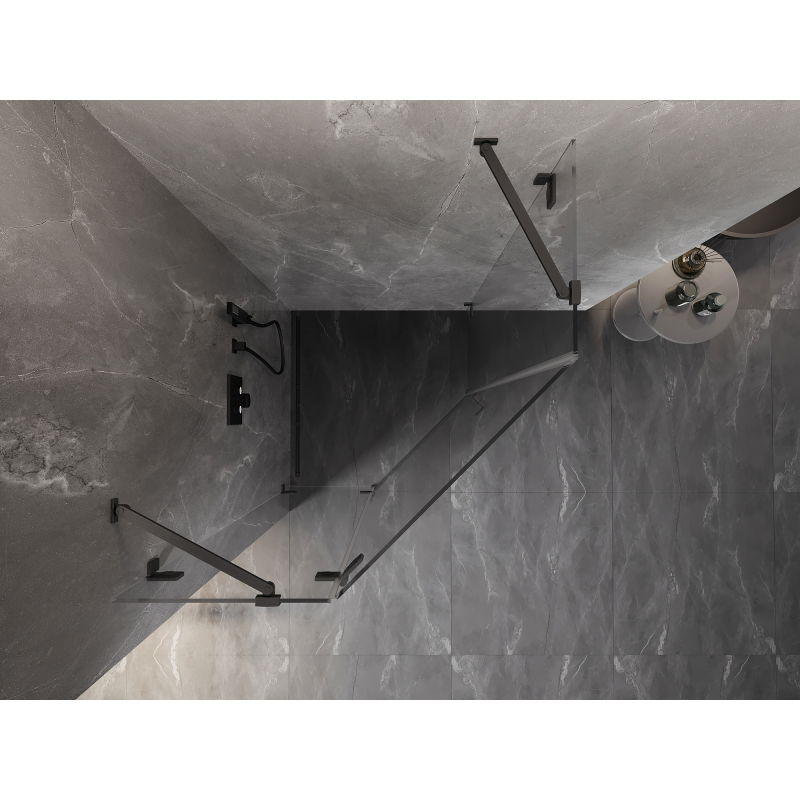 Mexen Lunar päťhranná sprchová kabína otváracia ľavá 90 x 90 cm, transparentná, gun gray brúsená - 831-090L-090P-66-00-L