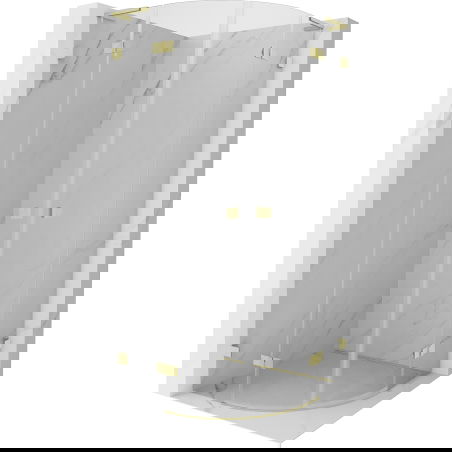 Mexen Lunar L polkruhová výklopná sprchová kabína 80 x 80 cm, transparentná, zlatá brúsená - 833L-080L-080P-55-00