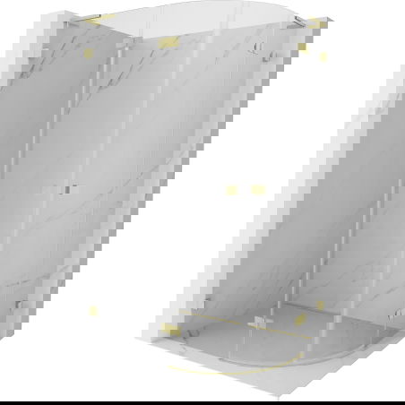 Mexen Lunar L polkruhová sprchová kabína výkyvná ľavá 90 x 80 cm, transparentná, zlatá brúsená - 833L-090L-080P-55-00