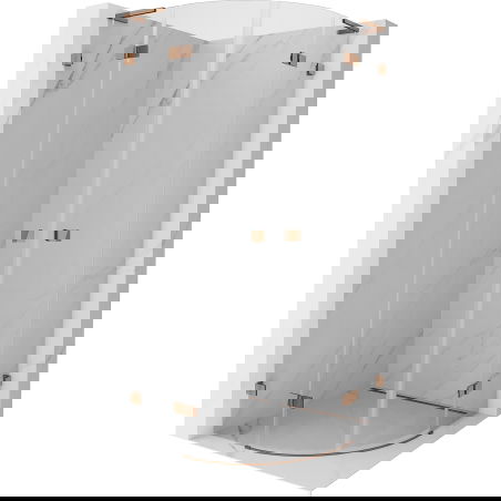 Mexen Lunar L polkruhová sprchová kabína výkyvná 90 x 90 cm, transparentná, ružové zlato - 833L-090L-090P-60-00