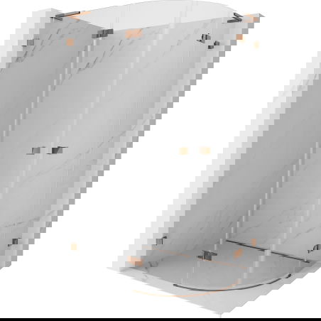 Mexen Lunar L polkruhová sprchová kabína ľavá 100 x 80 cm, transparentná, ružové zlato - 833L-100L-080P-60-00