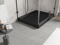 Mexen Flow+ obdĺžnikový sprchový kút 90 x 80 cm, čierny mat - 46R708090H