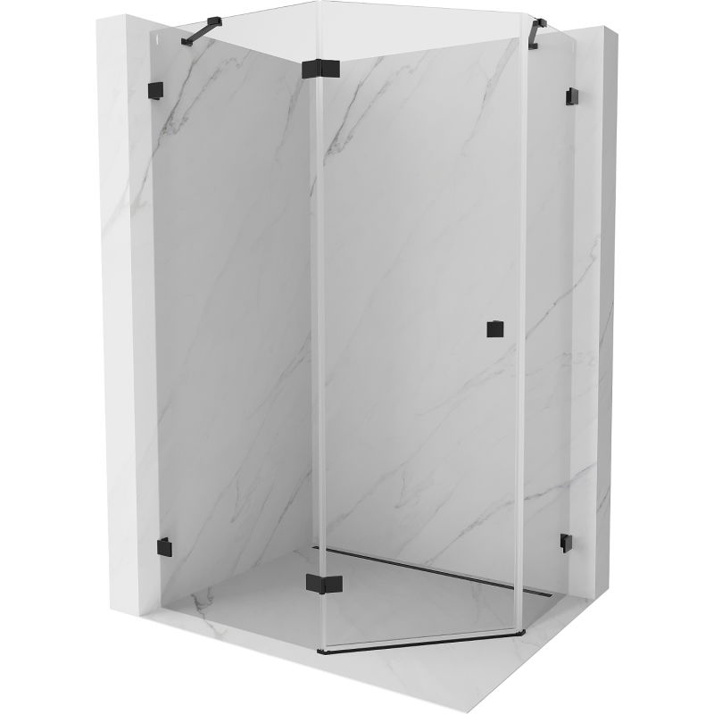 Mexen Lunar päťuholníková sprchová kabína s otočnými dverami ľavá 100 x 80 cm, transparentná, čierna - 831-100L-080P-70-00-L