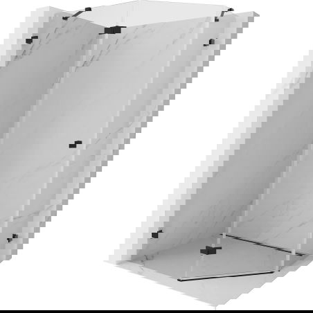 Mexen Lunar päťuholníkový sprchový kút, ľavý 100 x 80 cm, priehľadný, čierny - 831-100L-080P-70-00-L