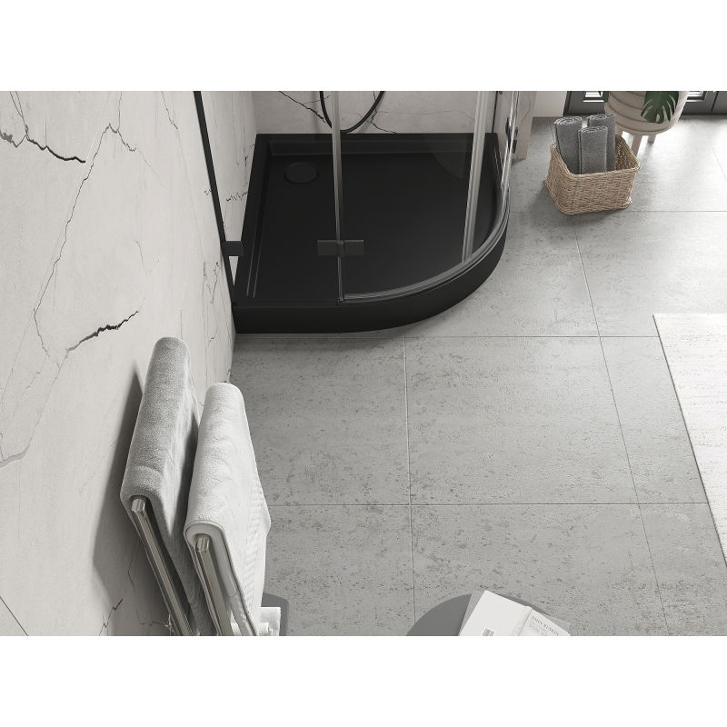 Mexen Flow+ polokruhový sprchový kút 80 x 80 cm, čierny mat - 46Q708080H