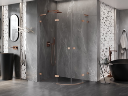 Mexen Lunar L kabína priestranná polovica so sklom ľavá 100 x 70 cm, priehľadná, brúsená meď - 833L-100L-070P-65-00