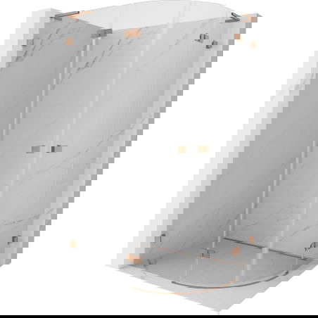 Mexen Lunar L polkruhová sprchová kabína výklopná ľavá 100 x 80 cm, priehľadná, brúsená meď - 833L-100L-080P-65-00