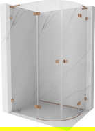 Mexen Lunar L polkruhový sprchový kút s ľavými závesnými dverami 100 x 90 cm, priehľadný, brúsená meď - 833L-100L-090P-65-00