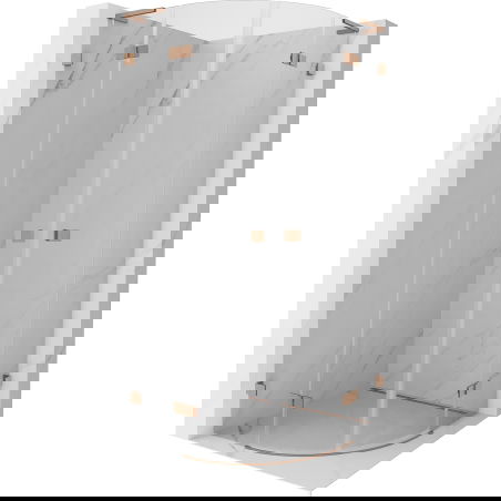 Mexen Lunar L sprchová kabína polkruhová otváracia 100 x 100 cm, transparentná, brúsená meď - 833L-100L-100P-65-00