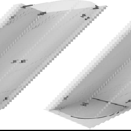 Mexen Lunar L sprchový kút polkruhový otváravý ľavý 100 x 90 cm, priehľadný, gun gray kartáčovaný - 833L-100L-090P-66-00