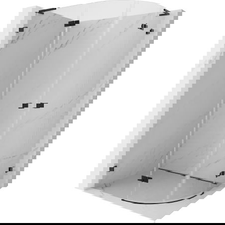 Mexen Lunar L sprchový kút polkruhový výklopný ľavý 80 x 70 cm, priehľadný, čierny - 833L-080L-070P-70-00